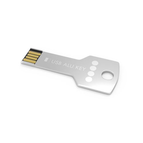 USB Stick Alu Key (Rouge, 128 Go 2.0, Pas de téléversement de données, Gravure recto)