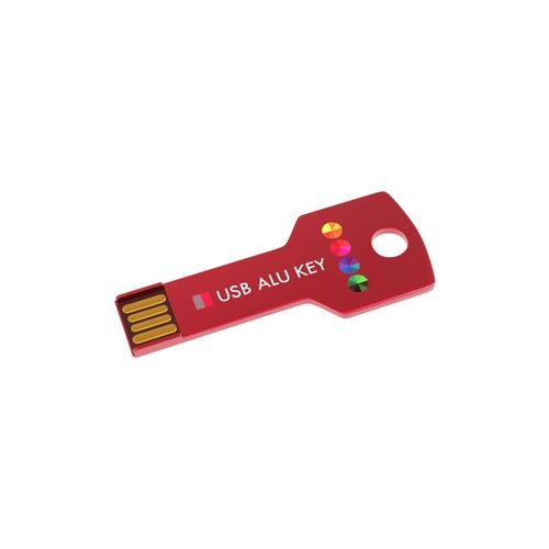 USB Stick Alu Key (Noir, 4 Go 2.0, Pas de téléversement de données, Impression en quadrichromie recto)
