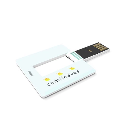 USB Stick Square Card (Blanc, 4 Go 2.0, Impression en quadrichromie recto, Pas de téléversement de données)