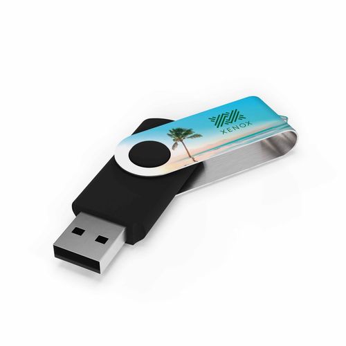 USB Stick Twister 3.0 Black (16 Go 3.0, Pas de téléversement de données, Impression en quadrichromie recto)