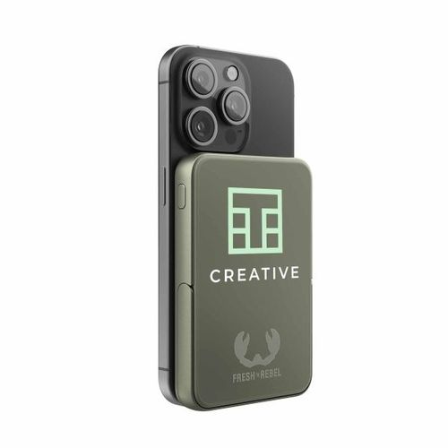 Fresh 'n Rebel Magnetic Wireless Powerbank 5000 mAh (Storm Grey, Impression en couleur)