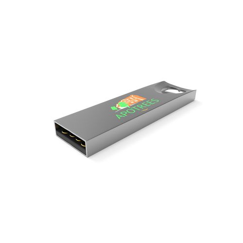 USB Stick Triangle (Argent, 4 Go 2.0, Gravure recto, Pas de téléversement de données)