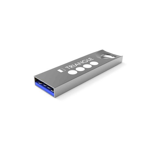USB Stick Triangle 3.0 (Argent, 16 Go 3.0, Pas de téléversement de données, Gravure recto)