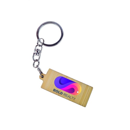 Key Ring Bamboo - Rectangulaire 41 x 18 mm