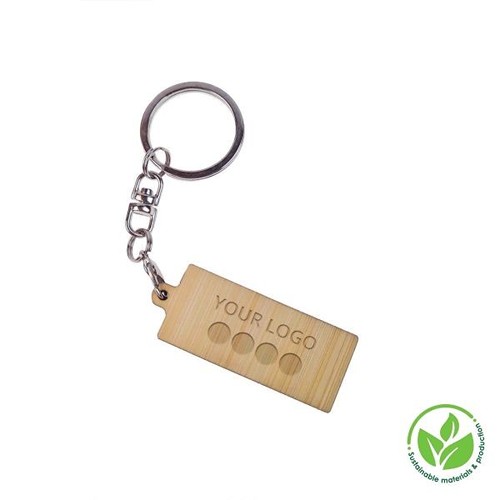 Key Ring Bamboo - Rectangulaire 41 x 18 mm