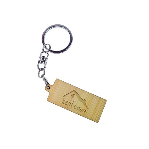Key Ring Bamboo - Rectangulaire 41 x 18 mm