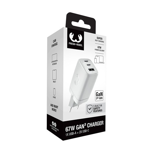 Fresh 'n Rebel 67W PD Wall Charger - Ice Grey - 2