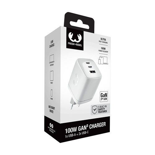 Fresh 'n Rebel 100W PD Wall Charger - Ice Grey - 2