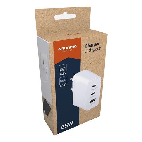 GRUNDIG USB-C 3-Port Charger GaN 65W - Blanc