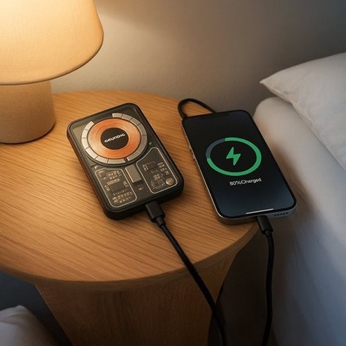 GRUNDIG Wireless Powerbank 5000 mAh - Transparent