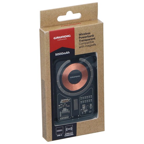 GRUNDIG Wireless Powerbank 5000 mAh - Transparent
