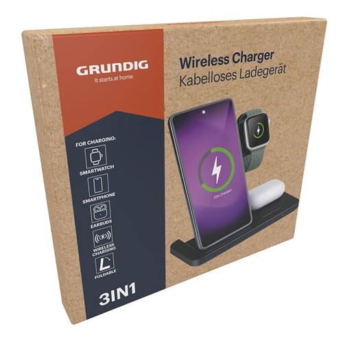 GRUNDIG Wireless Charger 3-in-1 160x150x15mm - Noir