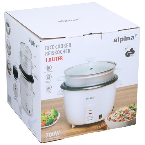 ALPINA Rice Cooker 1.8L 700W - Blanc