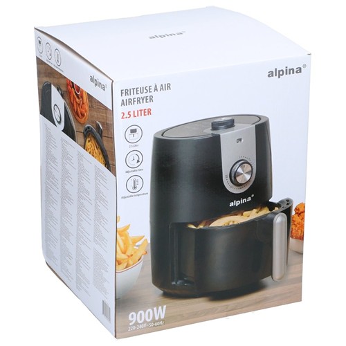 ALPINA Air Fryer 2.5L 900W 230V - Noir