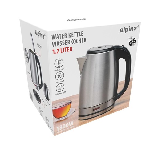 ALPINA Water Kettle 1.7L 1800W Silver - Argent