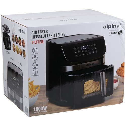 ALPINA Air Fryer 9L 1800W Digital Display - Noir