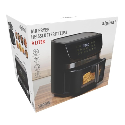ALPINA Air Fryer 9L 1800W Digital Display - Noir