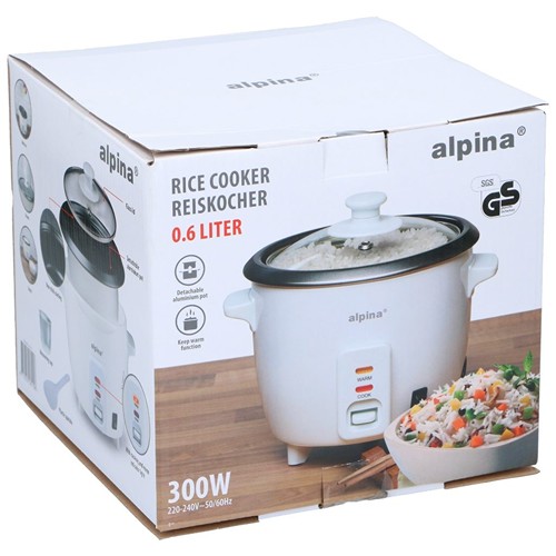 ALPINA Rice Cooker 0.6L 300W - Blanc