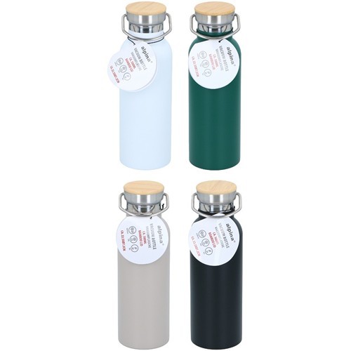 ALPINA Vacuum Bottle 500ml with Bamboo Lid - Black/White/Beige/Green