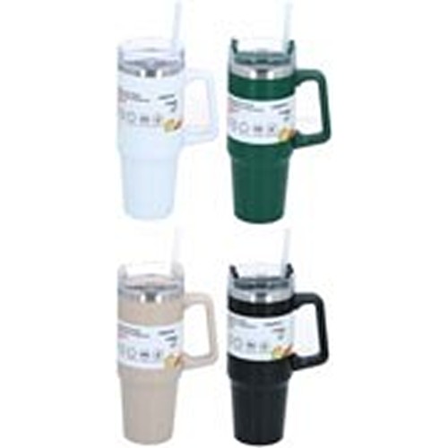 ALPINA Vacuum Mug with Straw 900ml - Black/White/Beige/Green