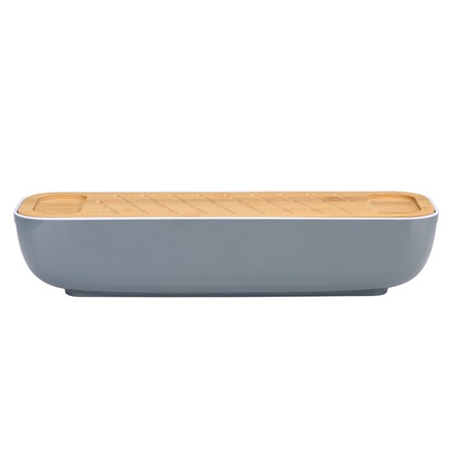 ALPINA Bread Box With Lid And Cutting Board - Gris