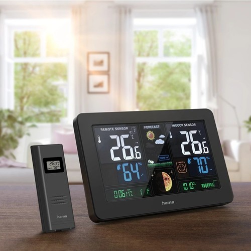 Hama "Premium" Weather Station with LED Colour Display - Noir