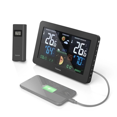 Hama "Premium" Weather Station with LED Colour Display - Noir