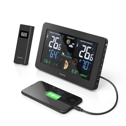 Hama "Premium" Weather Station with LED Colour Display - Noir
