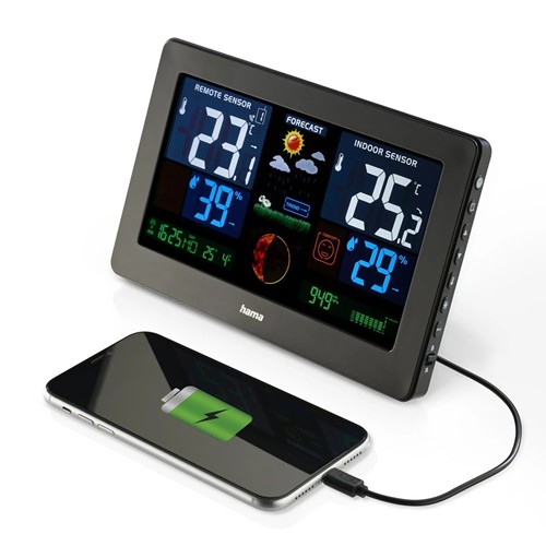 Hama "Premium" Weather Station with LED Colour Display - Noir