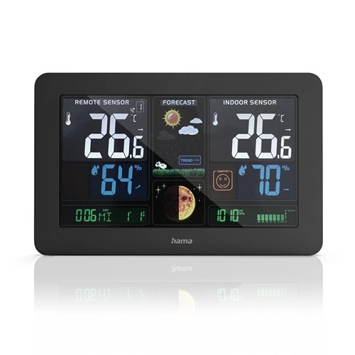 Hama "Premium" Weather Station with LED Colour Display - Noir