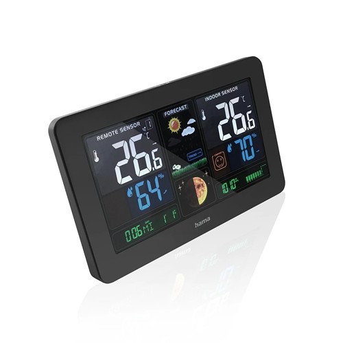 Hama "Premium" Weather Station with LED Colour Display - Noir