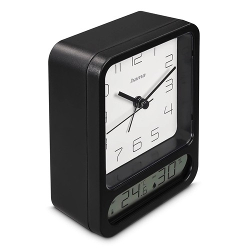 Hama "Pag" Alarm Clock, with Thermometer/Hygrometer - Noir