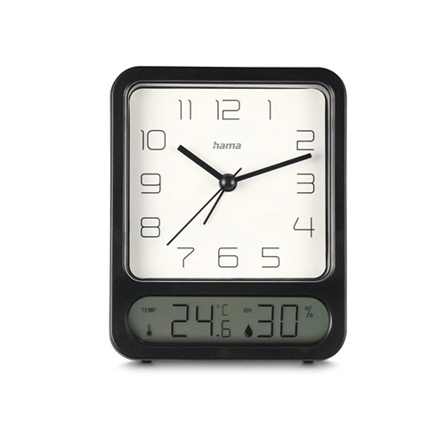 Hama "Pag" Alarm Clock, with Thermometer/Hygrometer - Noir