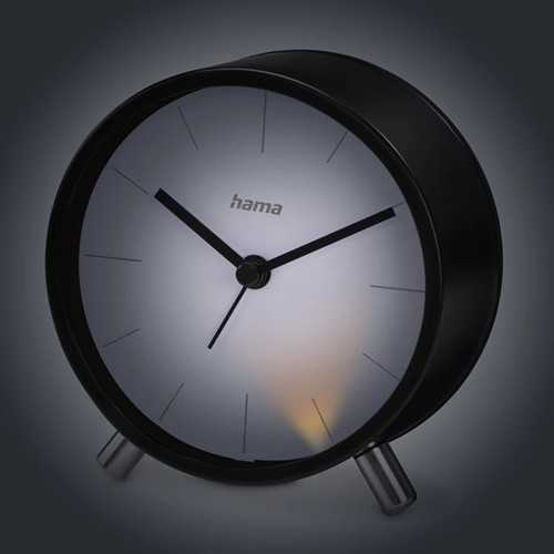 Hama “Flores” Radio Alarm Clock, Analogue, No Ticking - Noir