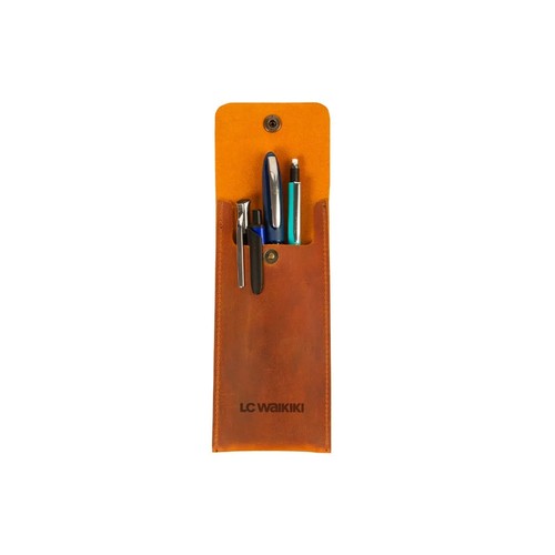 Genuine Leather Snap Pen Sleeve Case
