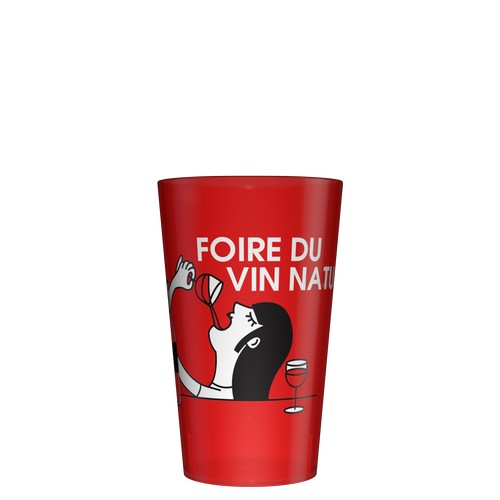 Personalised 25 cl red reusable plastic cup (Wobz base) - Digital printing Personalised 25 cl red reusable plastic cup (Wobz base) - Digital printing