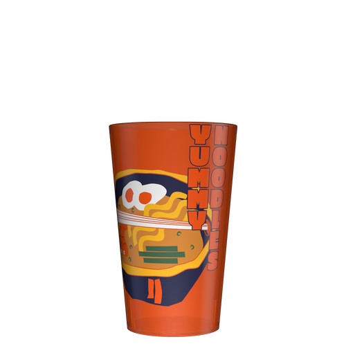 Personalised 25 cl orange reusable plastic cup (Wobz base) - Digital printing Personalised 25 cl orange reusable plastic cup (Wobz base) - Digital printing