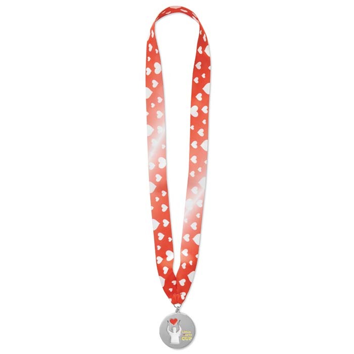 Médaille en alliage de zinc avec un émail doux et ruban en quadri cousu en V