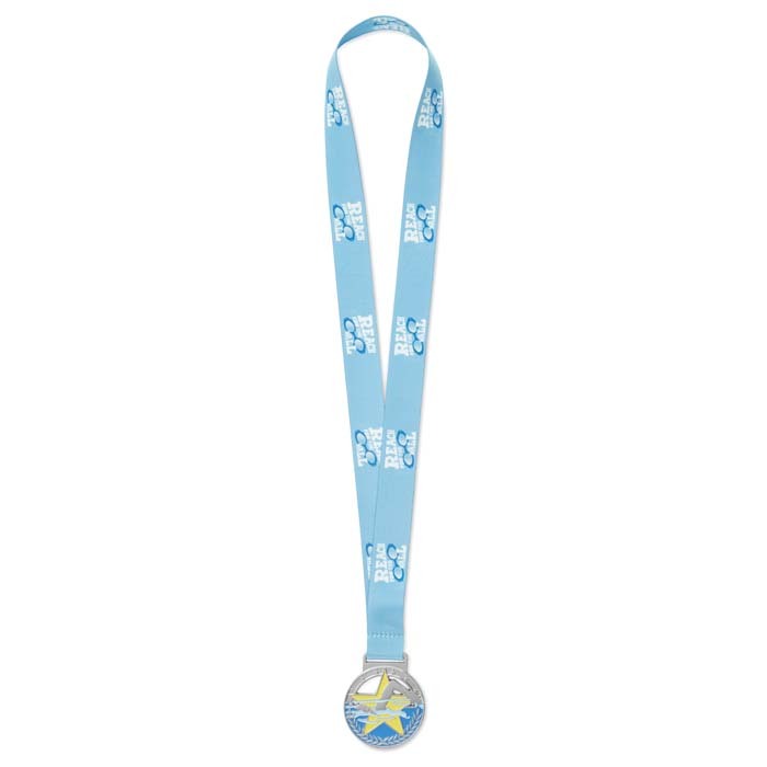 Médaille en alliage de zinc avec un émail doux et ruban en quadri cousu en V