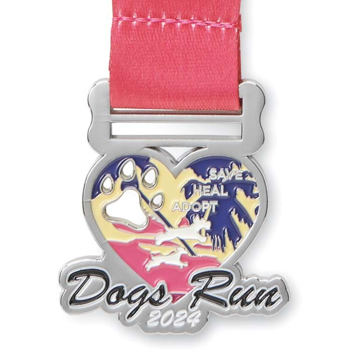 Médaille en alliage de zinc avec un émail doux et ruban en quadri cousu en V