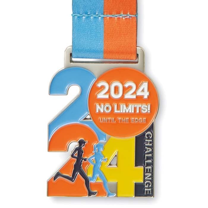Médaille en alliage de zinc avec un émail doux et ruban en quadri cousu en V, PROPULZ, Objets publicitaires personnalisés