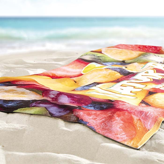 Serviette de plage en quadri coton et polyester
