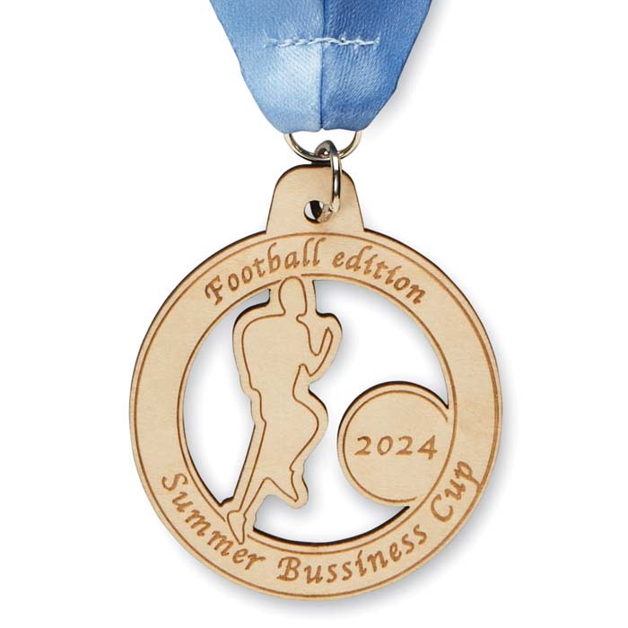 Médaille en bois de forme personnalisée et ruban en quadri cousu V