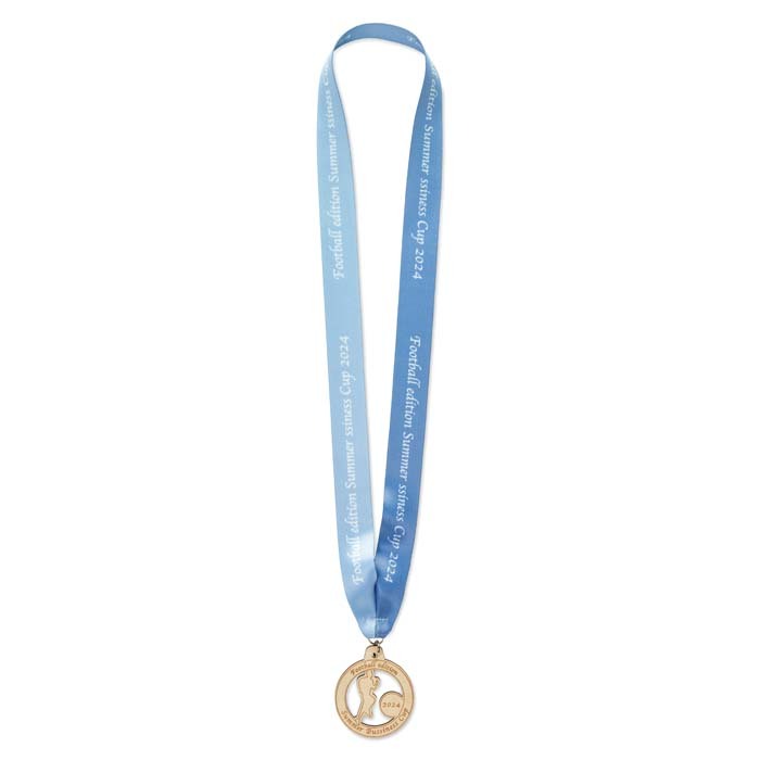 Médaille en bois de forme personnalisée et ruban en quadri cousu V