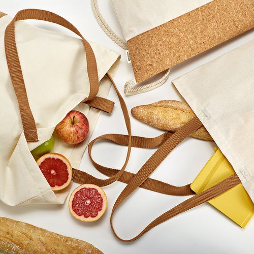 Bolsa de compra Vinson de algodón reciclado de 220 gsm y corcho