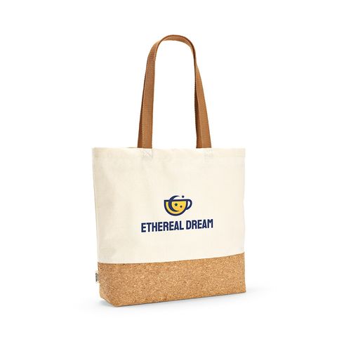 Bolsa de compra Vinson de algodón reciclado de 220 gsm y corcho
