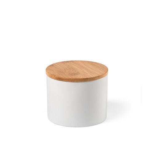 RECIPIENTE DE CERÁMICA MUNCH 500; DE 525 ML CON TAPA DE BAMBÚ