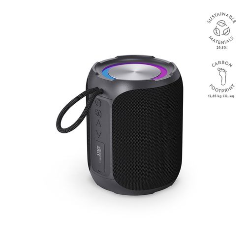 black Altavoz Avicenna: rABS, 2600 mAh. Autonomía hasta 6 horas. IPX6