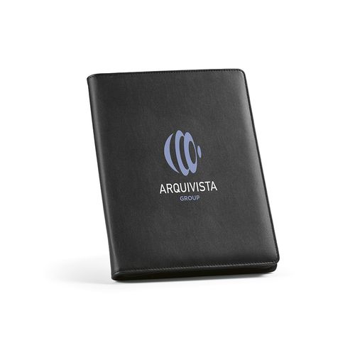 Carpeta Orwell A4 rPU. Bloc con  64 hojas FSC y cierre cremallera