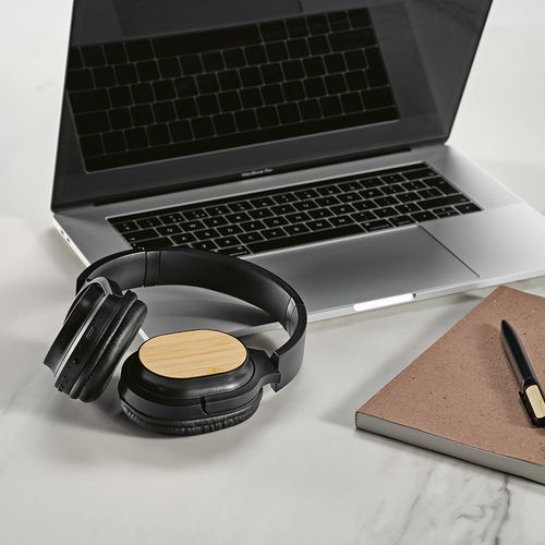 Casque sans fil Fleming en rABS/bambou, 400mAh, autonomie 8h